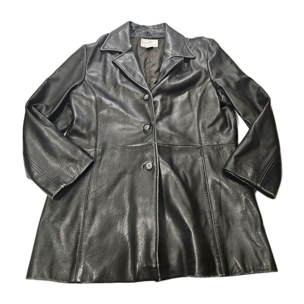 Jacqueline Ferrar Genuine Lambskin Jacketโ Womens XL Leather Lined Coat Black